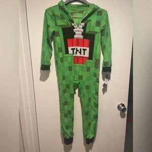 New Kids Boy’s 8 Minecraft Fleece Pajamas Green TNT